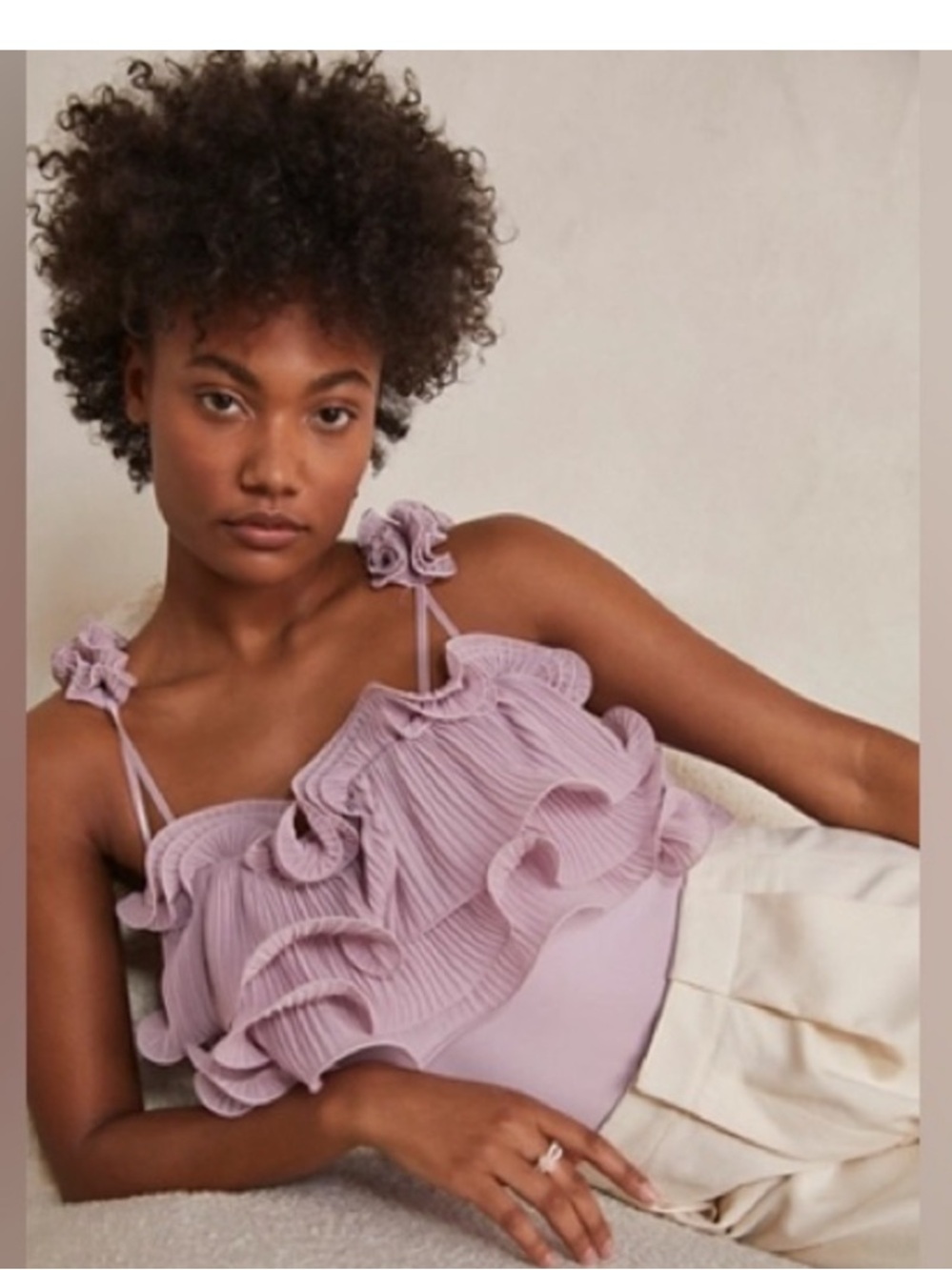 Free People Intimately For The Frill Of It frilly Bodysuit Medium Lilac Fog